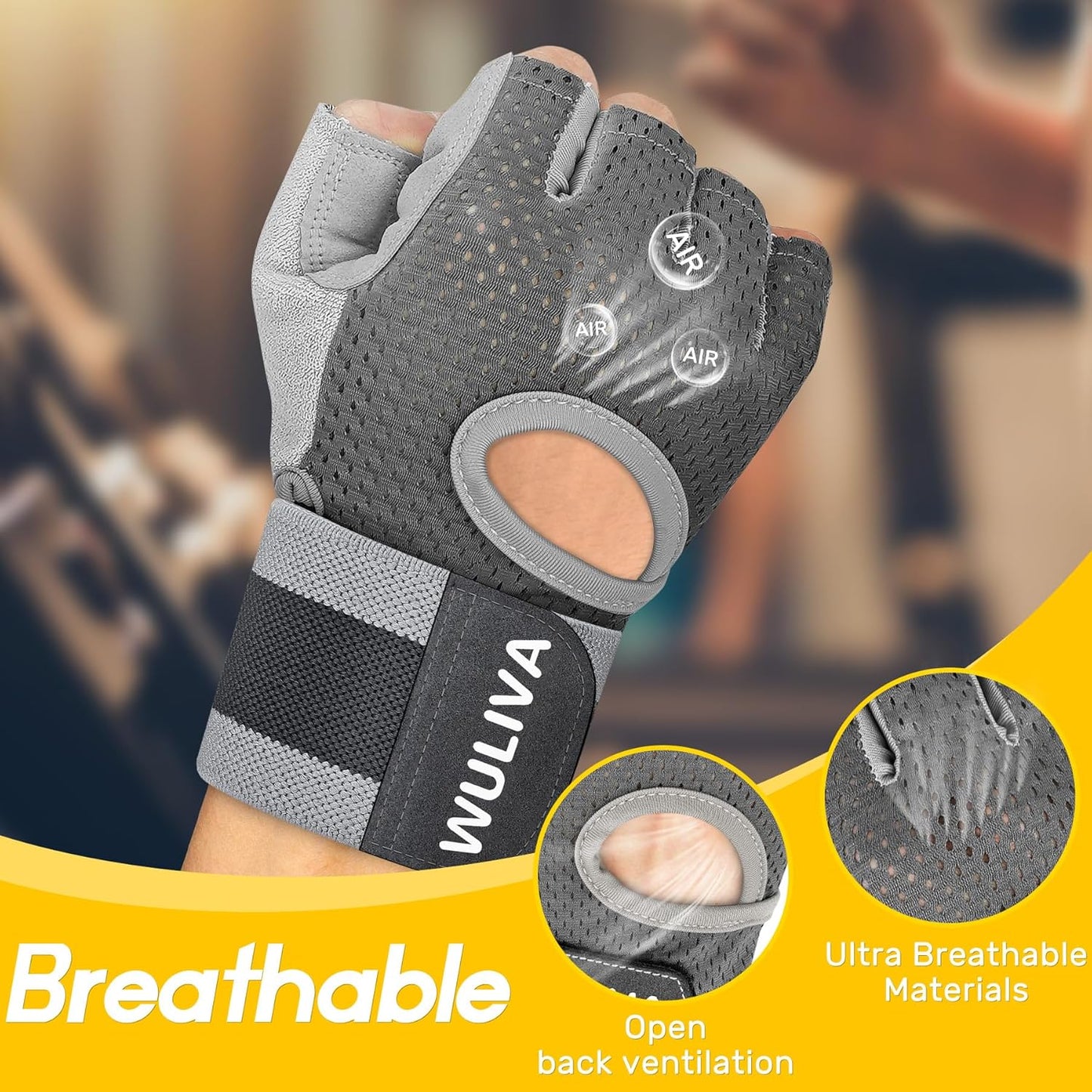 Workout Gloves for Men & Women - Padded Design, Wrist Support & Storage Bag