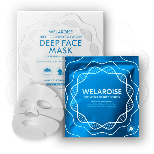 Collagen Hydrogel Face Mask Pack of 5, +35% More Collagen, Intense Hydration, Firming & Anti-Aging, Bio Protein, Bifida Ferment, Hyaluronate, Korean Skincare