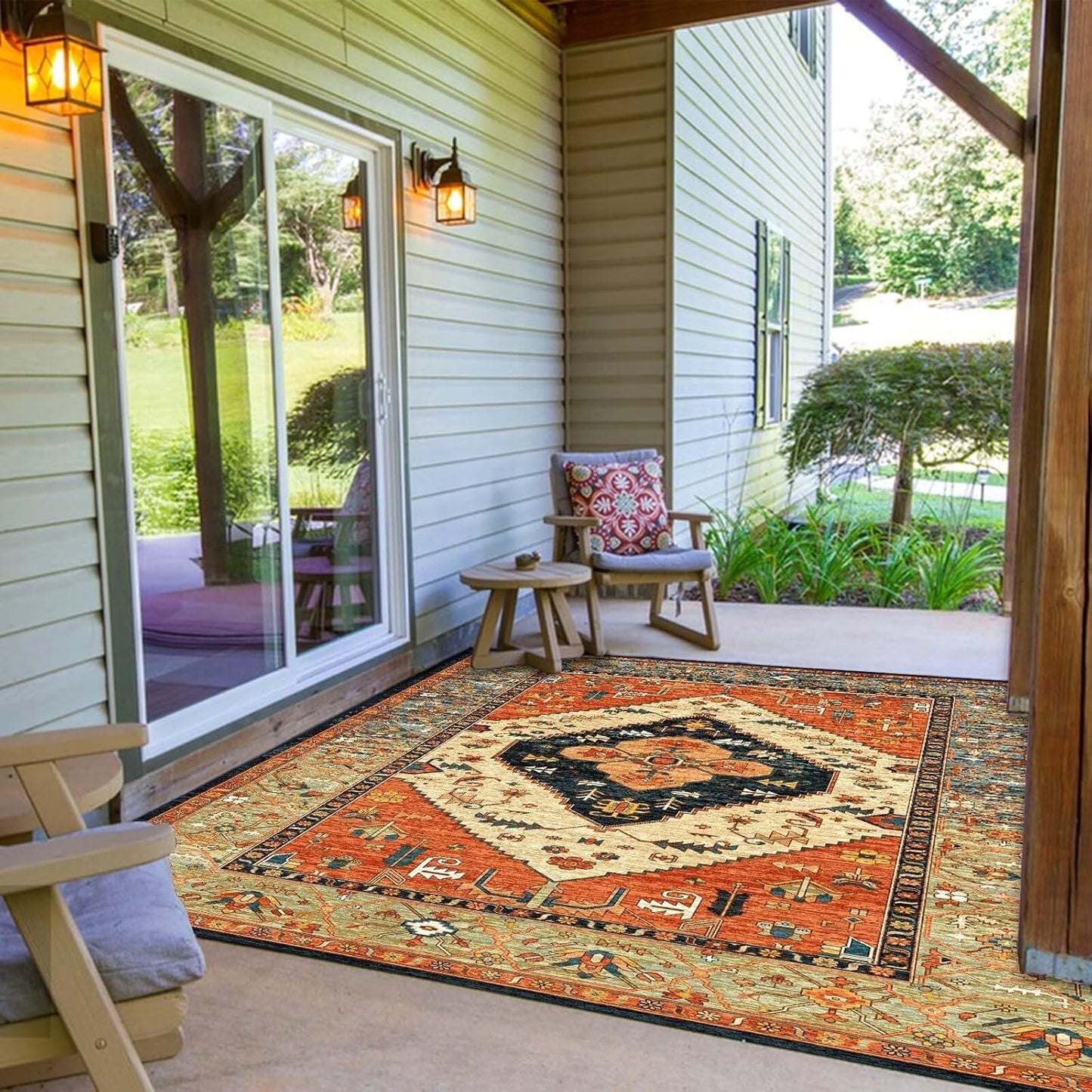 Vintage 6'x9' Area Rug - Washable, Non-Slip Boho Rug for Home Use - Ideal for High Traffic Areas