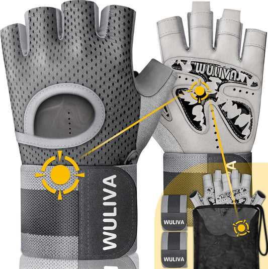Workout Gloves for Men & Women - Padded Design, Wrist Support & Storage Bag