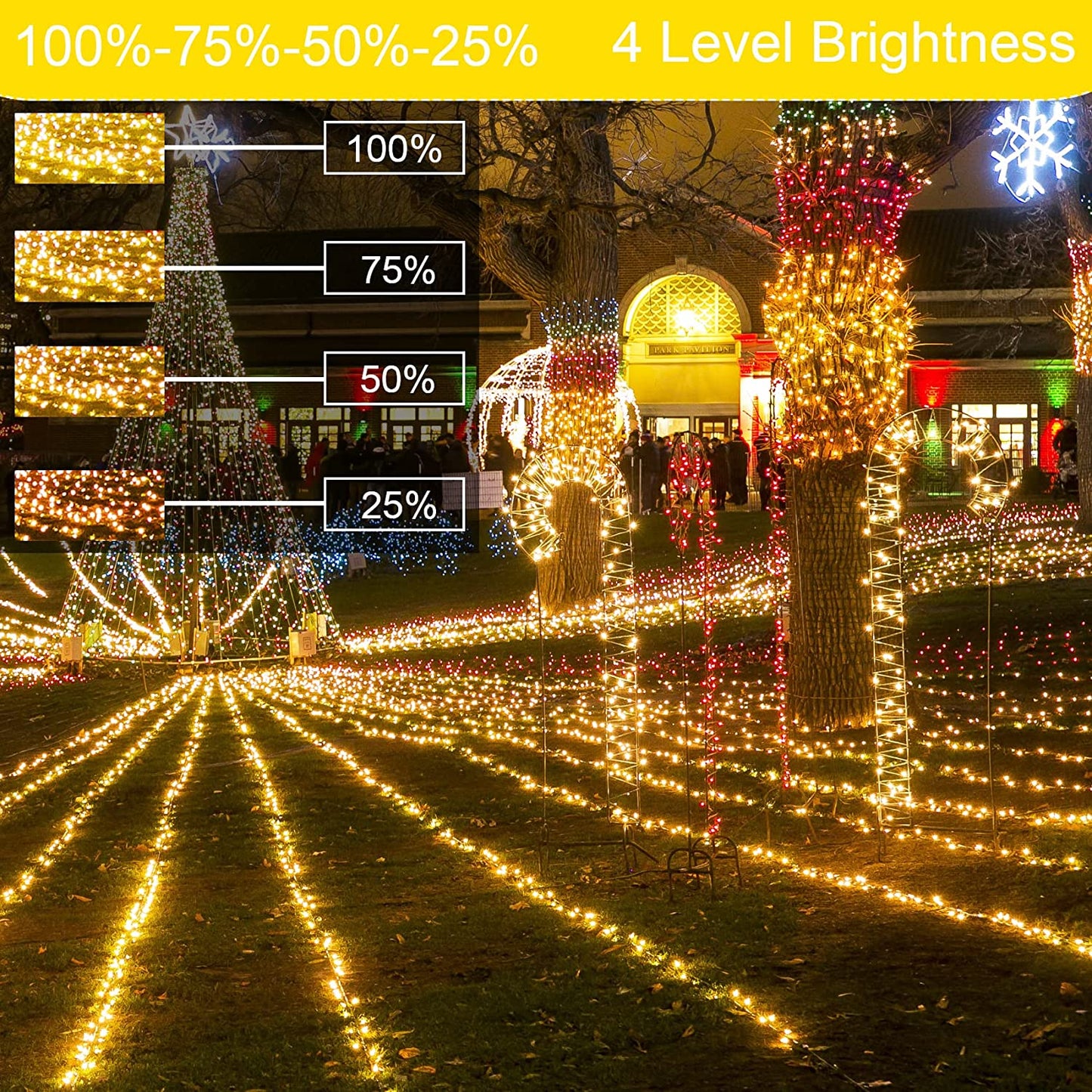 197ft 500 LED Waterproof Warm White String Fairy Lights w/ 8 Light Modes & Timer