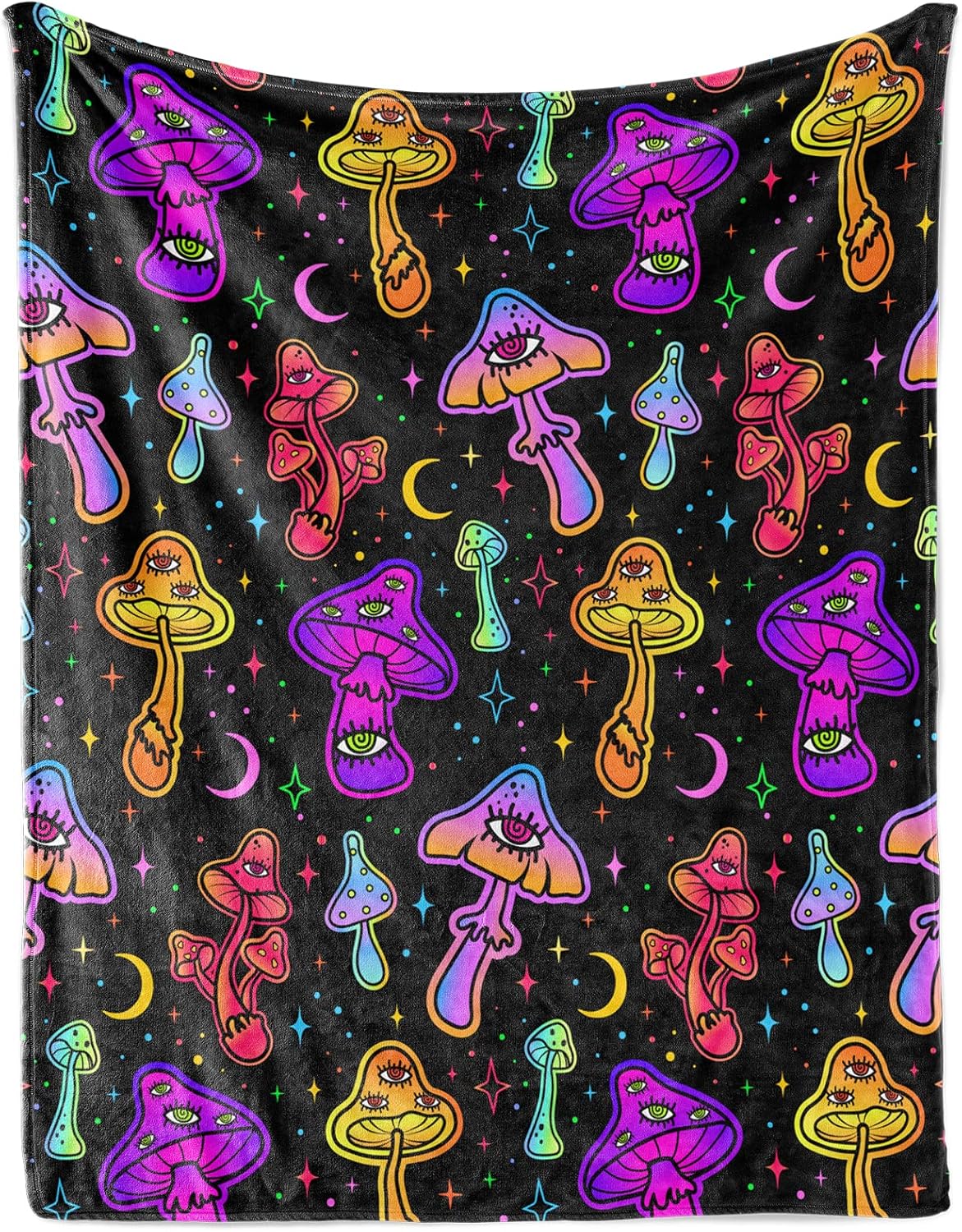Psychedelic Mushroom Themed Throw Blanket for Couch, Bed - Soft & Cozy, 50" x 60