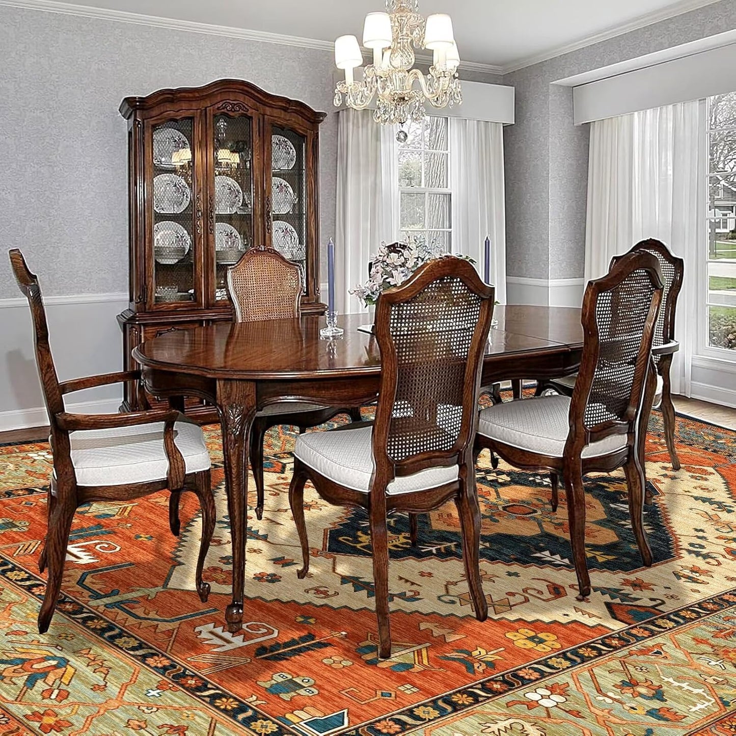 Vintage 6'x9' Area Rug - Washable, Non-Slip Boho Rug for Home Use - Ideal for High Traffic Areas