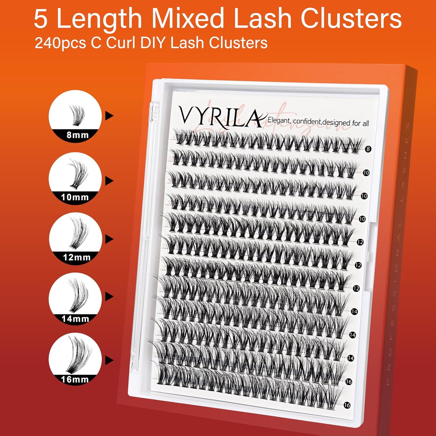 Achieve Salon-Quality DIY Lash Extensions at Home: Lash Cluster 240pcs, C Curl, 8-16mm