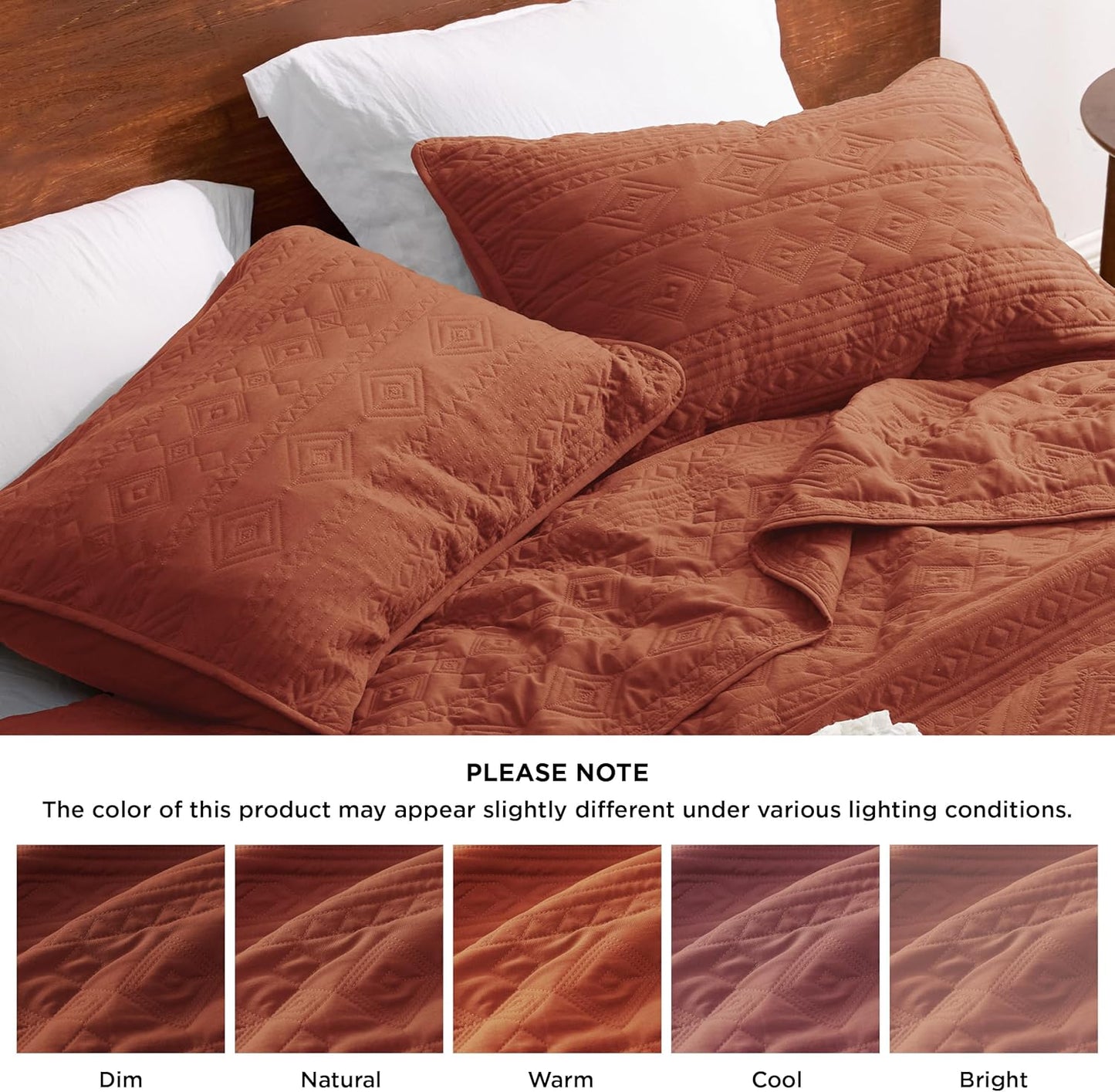Boho Quilt Queen Size Set: Modern Geometric Pattern, Soft & Lightweight - Ideal for All Seasons