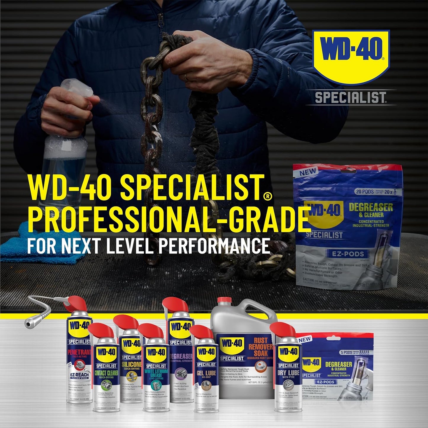 Maximize Efficiency with 20-Pack WD-40 Specialist Degreaser & Cleaner EZ-PODS - Multi-Surface, Custom Strength