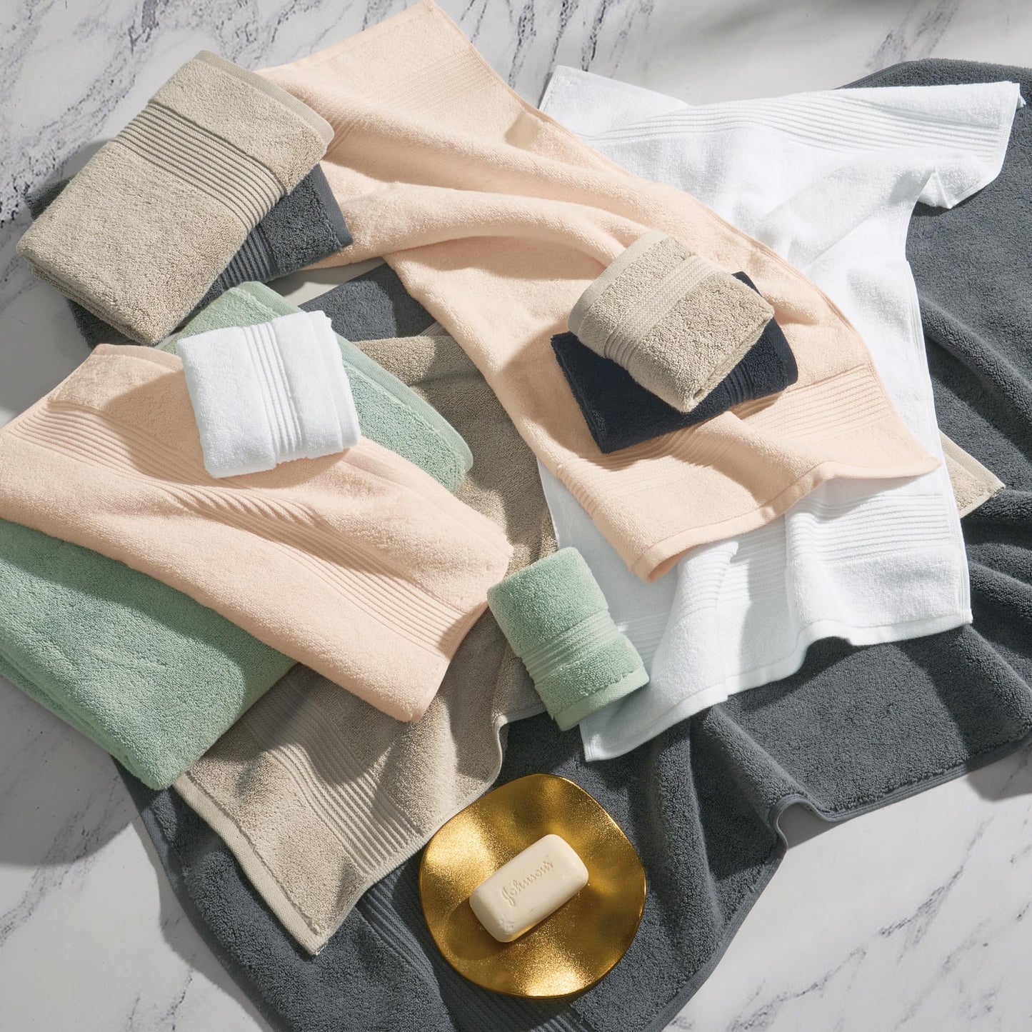 Ted Baker 4-Pack Cotton Washcloth Set, Dark Grey, 13″ x 13″, 550 GSM