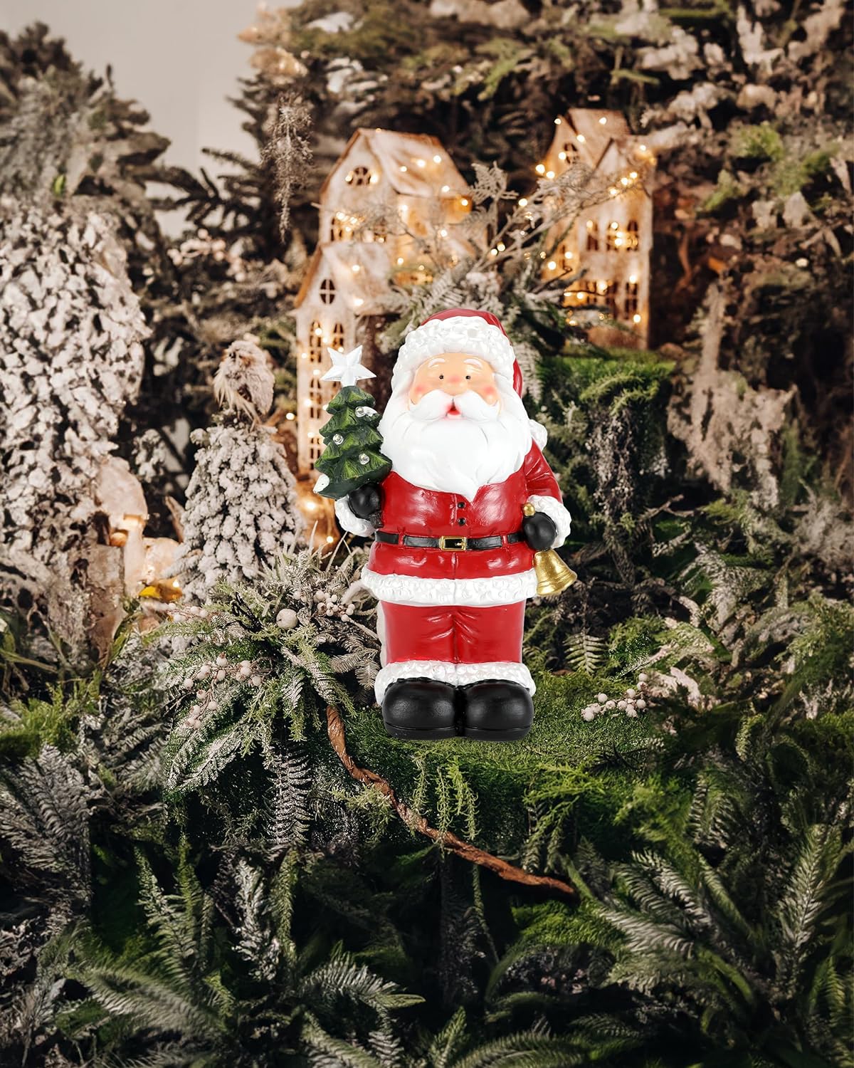 Illuminating 9.5" Resin Solar Santa Claus Statue: A Festive, Eco-Friendly Addition to Your Outdoor Christmas Display