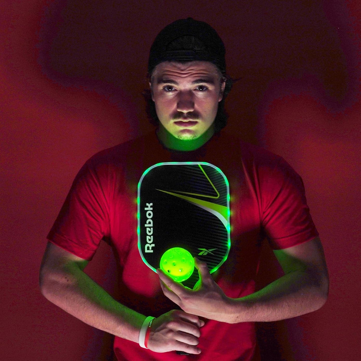 Reebok LED Pickleball Set with Fiberglass Paddles & Light-Up Balls - Ideal for Night Play