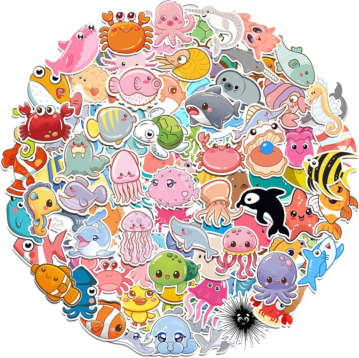 100 PCS Ocean-Themed Kids Stickers: Perfect for Water Bottles & Crafts, Ideal Gifts for Ages 3-12