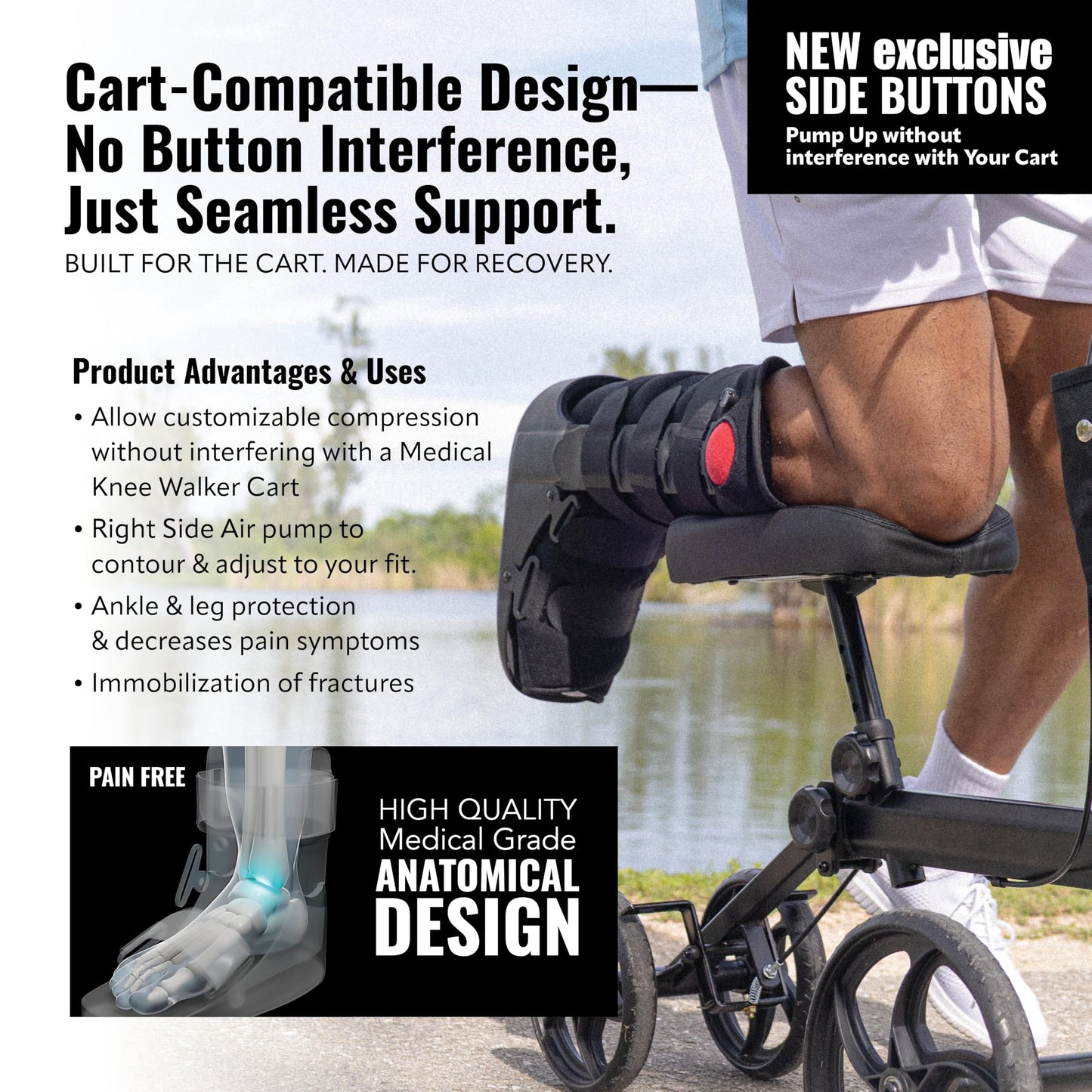 Tall Side Pump Fracture Boot - Large Medical Grade Walking Boot for Injury Recovery