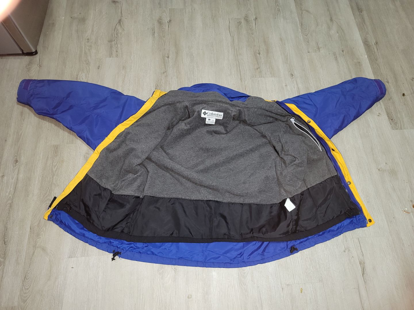*PREOWNED* Columbia Boulder Ridge 3-in-1 Ski Jacket Men's Large Japan LL Detachable Hood Zip-Out Fleece Liner Blue Black Yellow