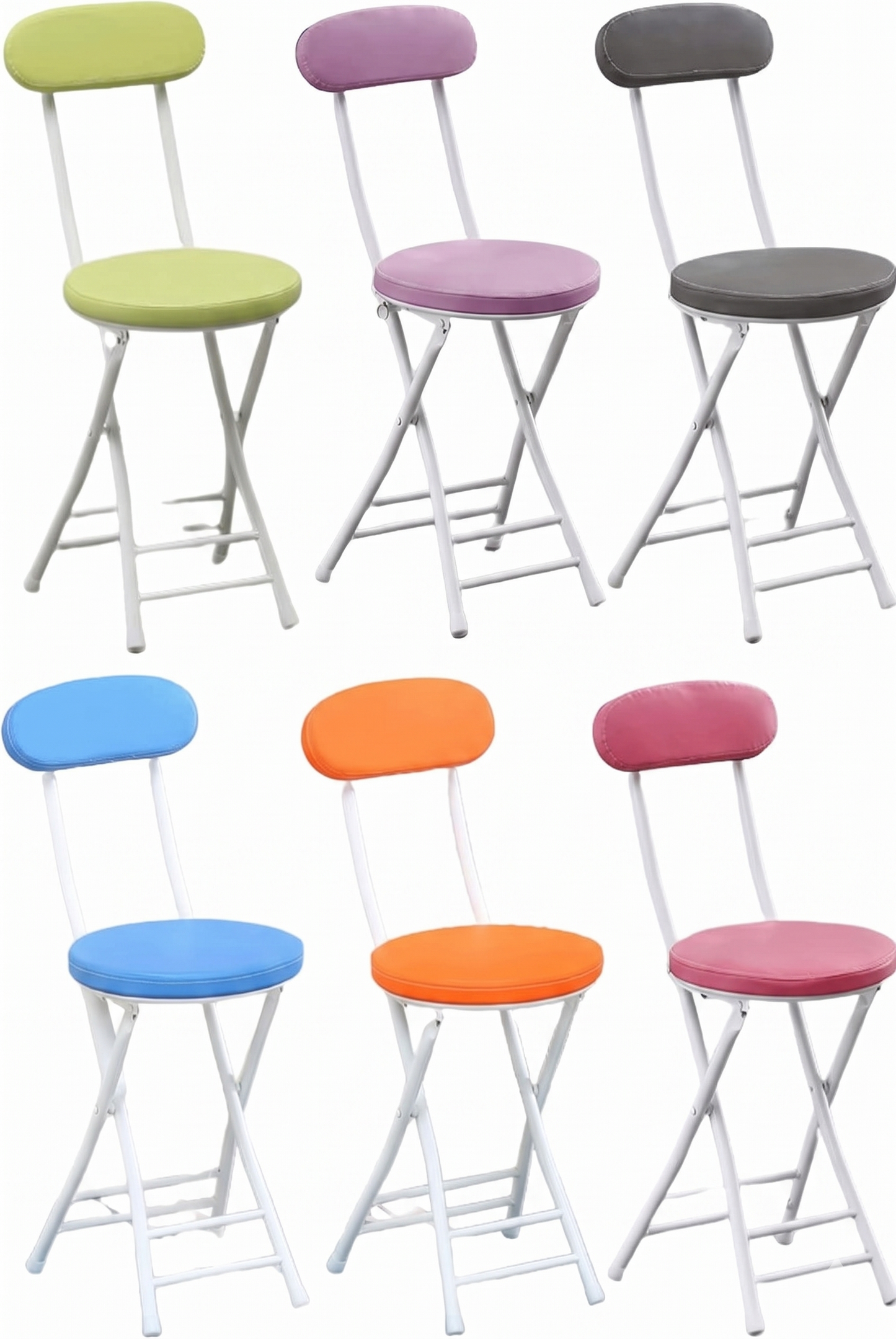 1-Piece Lightweight Folding Stool Chair with Backrest, Thick Rebound Sponge Cushion, Non-Slip Feet, Portable Dining Seat, 29.9 x 12 x 11.4 in