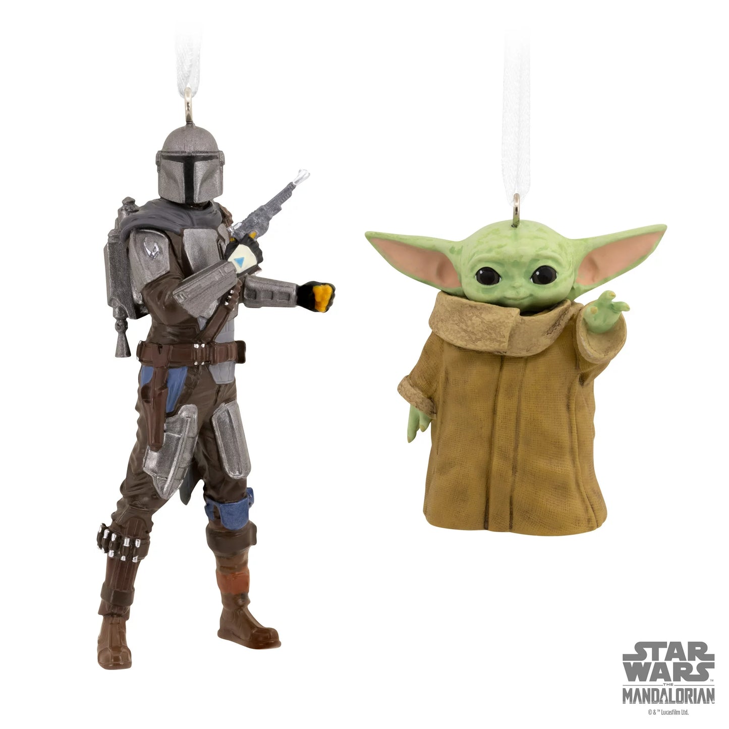 Hallmark Star Wars Christmas Ornaments: Mandalorian & Grogu Bundle - Perfect 2.5" Holiday Decor for Fans of The Mandalorian Series