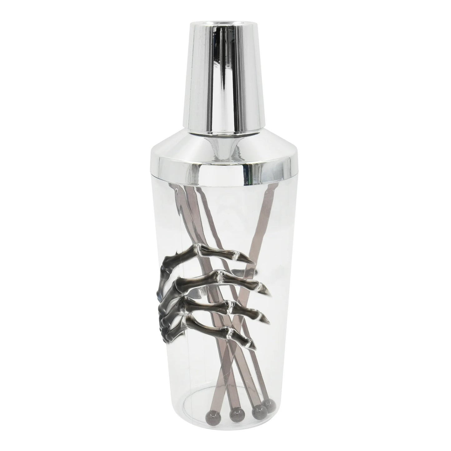 Unleash Spooky Fun: Halloween 3D Skeleton Hand Cocktail Shaker & Stirrers Set