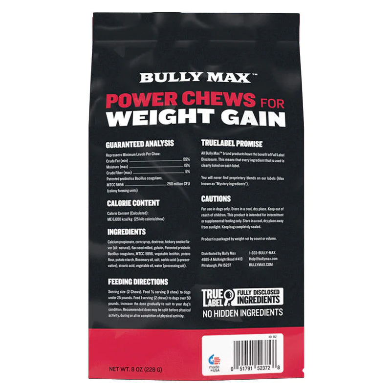 Achieve Healthy Weight Gain for Your Dog: Bully Max Power Chews with Probiotics and High Calories