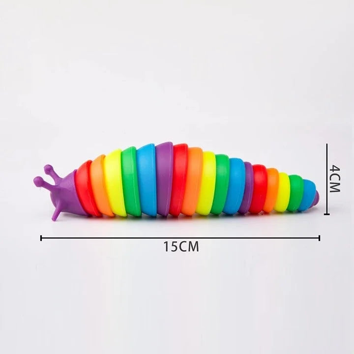 Discover the Ultimate Stress Relief and Fun with the Colorful Rainbow Articulated Fidget Slug Caterpillar - Perfect for All Ages