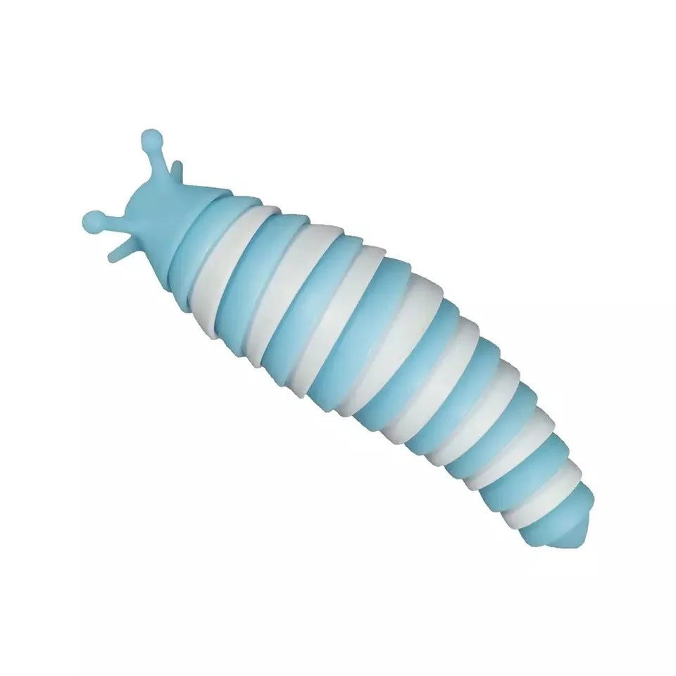 Experience Endless Fun with Blue Glow in the Dark Articulated Fidget Slug - Ideal for Stress Relief, 360° Bendable