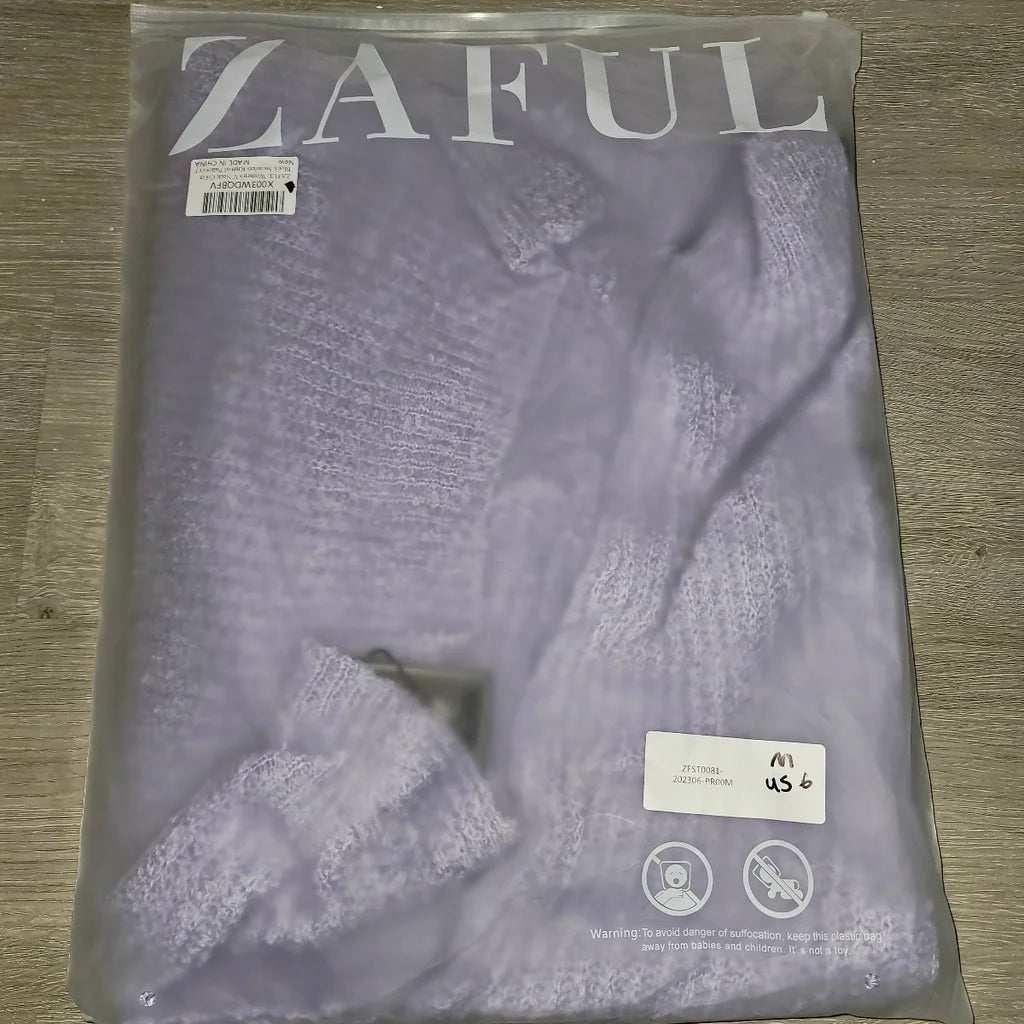 Stylish Purple Sparkle V-Neck Cropped Sweater for Trendy Fall & Winter Fashion