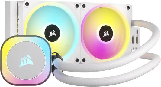 CORSAIR iCUE LINK H100i RGB Liquid CPU Cooler - White - 240mm Radiator - QX120 Fans