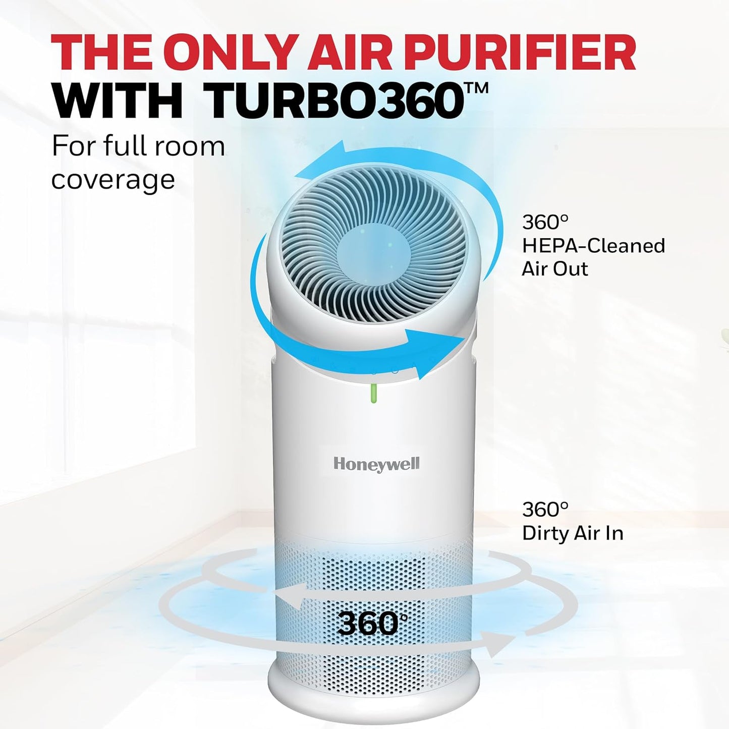 Honeywell Allergen Plus HPA6000 3-in-1 HEPA Air Purifier and Fan for Large Rooms up to 1928 Sq. Ft., White