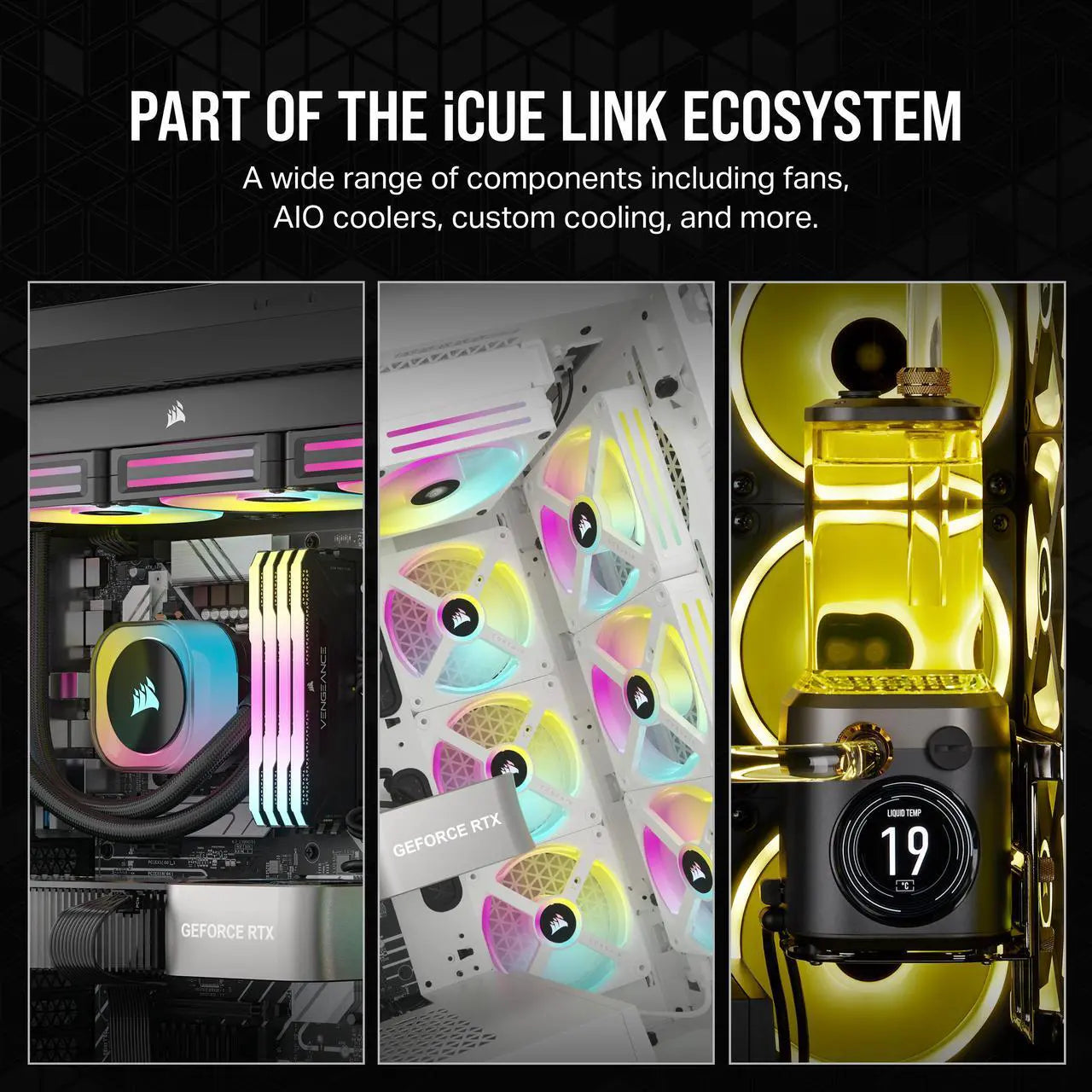 CORSAIR iCUE LINK H100i RGB Liquid CPU Cooler - White - 240mm Radiator - QX120 Fans