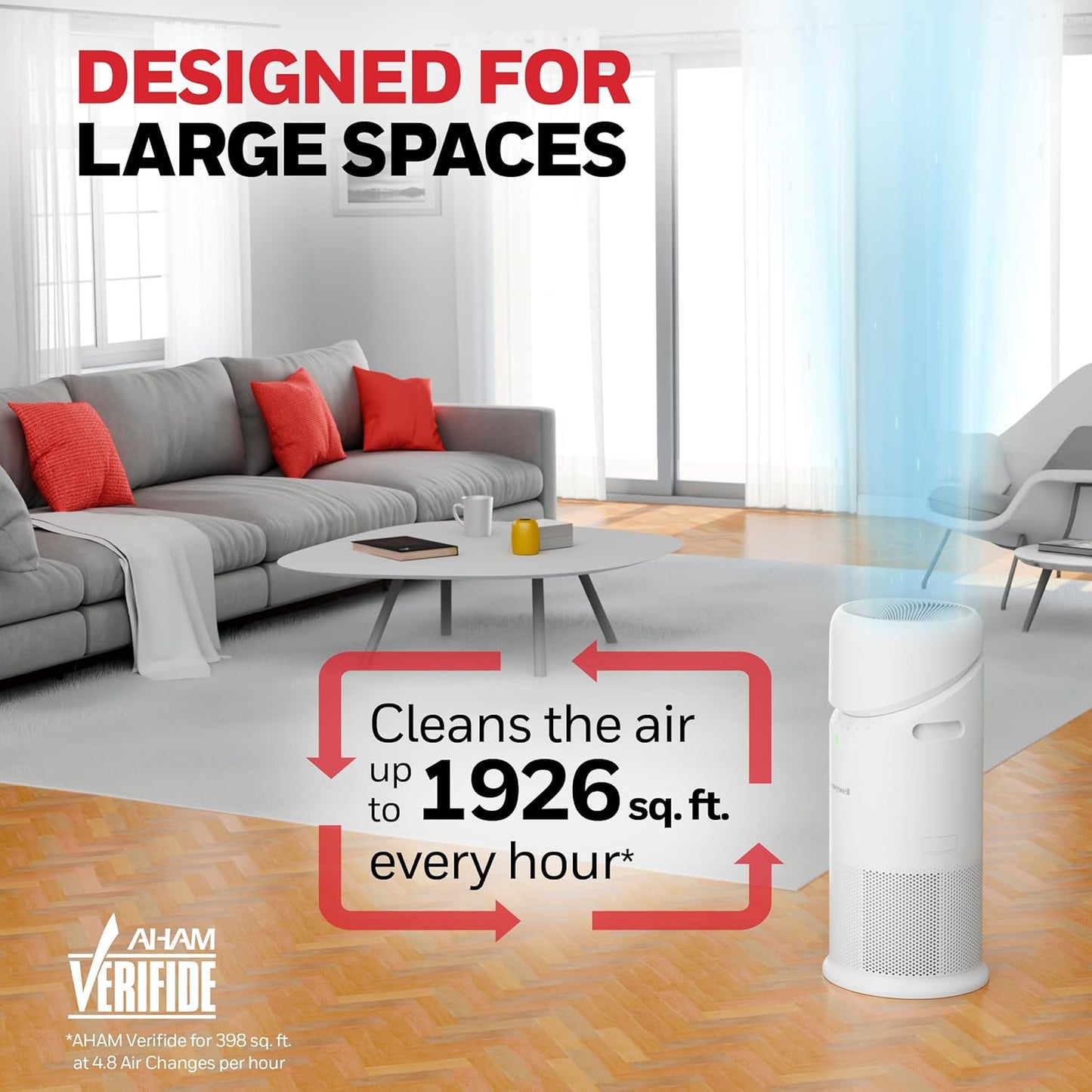 Honeywell Allergen Plus HPA6000 3-in-1 HEPA Air Purifier and Fan for Large Rooms up to 1928 Sq. Ft., White