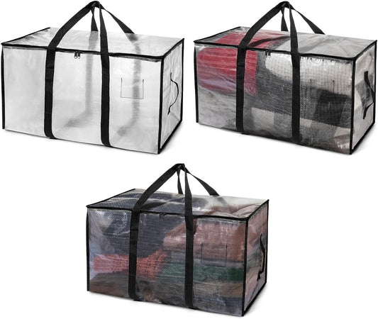 Oversized Moving Bags with Backpack Straps, Zippers, and Handles - Heavy Duty Storage Bags, 3 Pack