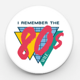 WILE 2 Pc Round Pin Back Button Set 50 Is the New 50 Remember the 80s Retro Novelty Pins