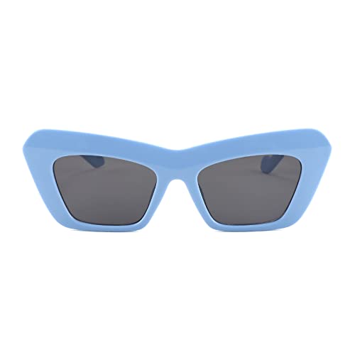 Baby Blue Retro Vintage Cateye Square Sunglasses, Non-Polarized, UV Protection Coating, Lightweight Plastic Frame, High-Quality Materials, Multiple Colors, 52mm Lens Width