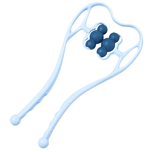 Neck Massager, Rolling and Pressure Point Massage for Pain Relief Deep Tissue Manual Shoulder Massage Tool Suitable for Neck Shoulder Waist Leg and Foot Handheld Relaxer-Blue(6 Massage Roller Balls)