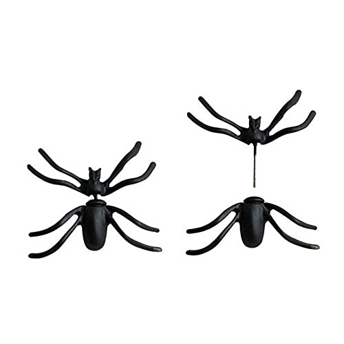 2 Pairs Funny 3D Black Spider Halloween Stud Earrings for Women Girls, Spooky Punk Piercing Studs Double Sided Ear Earrings