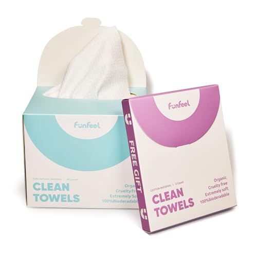 Revolutionary Biobased Disposable Face Towels - Gentle, Biodegradable Makeup Remover Wipes, 50 Ct with Bonus 5 Ct Cotton Pack