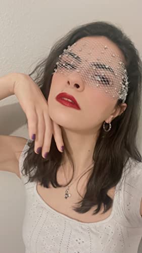 Sparkle with the Sun Goddess Headpiece – Silver Eye Veil with Rhinestones, One Size Fits All