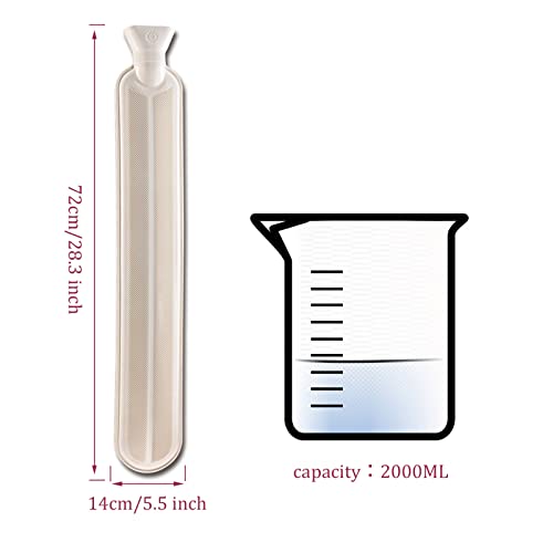 2L Large Natural Rubber Hot Water Bottle - Perfect for Pain Relief and Cozy Nights