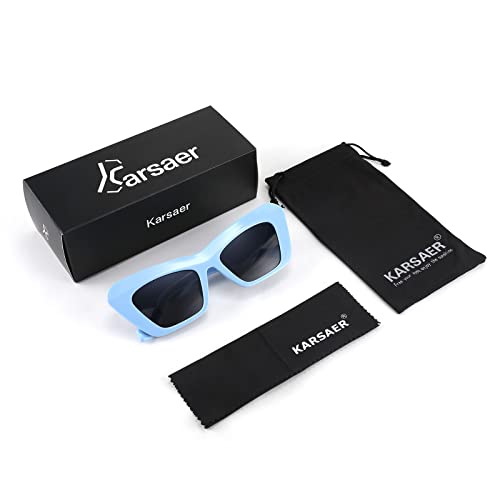 Baby Blue Retro Vintage Cateye Square Sunglasses, Non-Polarized, UV Protection Coating, Lightweight Plastic Frame, High-Quality Materials, Multiple Colors, 52mm Lens Width