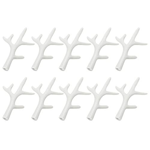 Garneck 5 Pairs of Simulated Deer Horn DIY Headdress Mini Plastic Deer Antlers DIY Cosplay Xmas Hair Decor Accessory Xmas DIY Prop Home Decor (White)