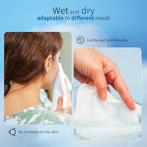 Revolutionary Biobased Disposable Face Towels - Gentle, Biodegradable Makeup Remover Wipes, 50 Ct with Bonus 5 Ct Cotton Pack