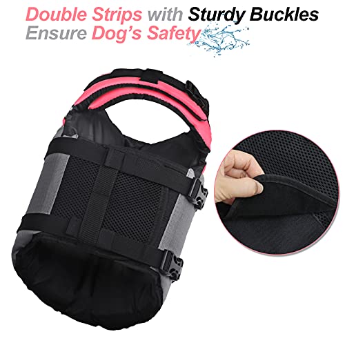 Vivaglory New Sports Style Ripstop Dog Life Jacket with Superior Buoyancy & Rescue Handle, Bright Pink, XS