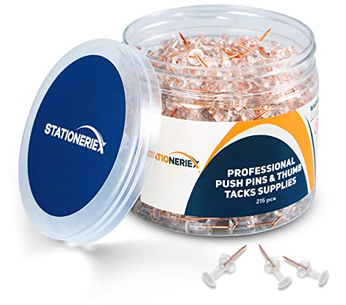 215 Rosegold Push Pins for Bulletin Board Thumb Tacks for Wall Corkboard Map Calendar Photo -Home Office Craft Projects Heavy Duty Plastic Head Steel Pin (Rosegold)