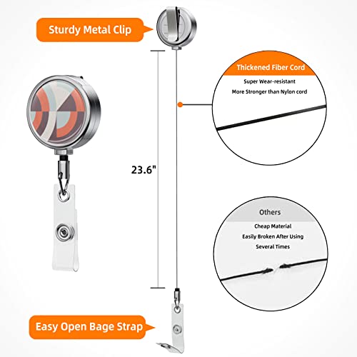 7PCS ID Badge Holder with Lanyard Adjustable Kit,Cute Badge Reels Retractable,PU Leather Wrist Lanyard for Nurse Teacher