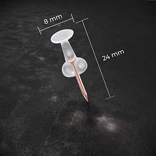 215 Rosegold Push Pins for Bulletin Board Thumb Tacks for Wall Corkboard Map Calendar Photo -Home Office Craft Projects Heavy Duty Plastic Head Steel Pin (Rosegold)