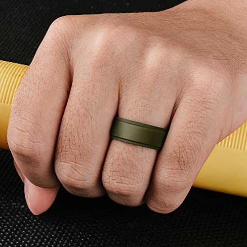 7pk 8mm Wide/2mm Thick Inner Arc Breathable Design Silicone Wedding Rings
