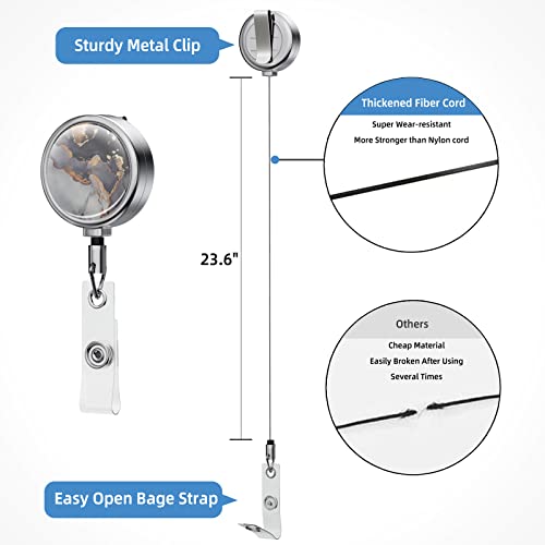 7PCS ID Badge Holder with Lanyard Adjustable Kit,Cute Badge Reels Retractable,PU Leather Wrist Lanyard for Nurse Teacher