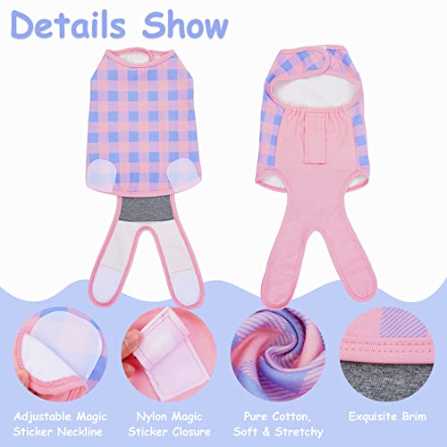 LeLePet Dog Recovery Suit for Dogs Cats After Surgery, Plaid Pet Recovery Shirt, Surgical Bodysuit for Male Female Dogs Skin Disease, Dog Abdominal Disease Bandages, Cone Alternative, Prevent Licking