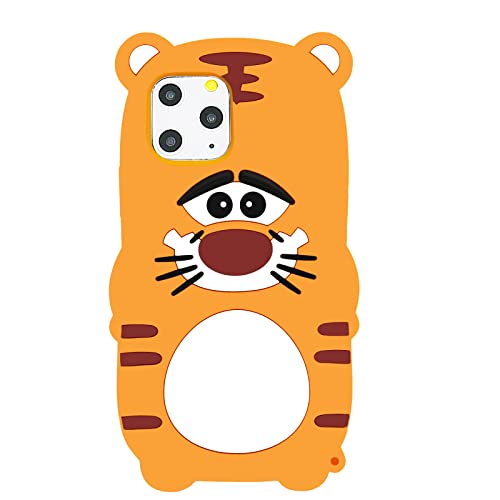 Cabottser Cute Tiger iPhone 11 Pro max Case, 3D Cartoon Adorable Yellow Funny Beautiful Animal Soft Silicone Shockproof Girls Boys Women Ladies Teens Tiger Phone Cover Case for iPhone 11 Pro Max 6.5"