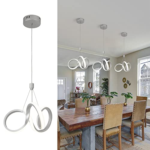 Modern Pendant Light led Chandelier Fixture Ring Lighting Dining Room fixtures Pendant Lighting Fixture for Kitchen Island Dining Room Bedroom 4000K, Chrome Finish
