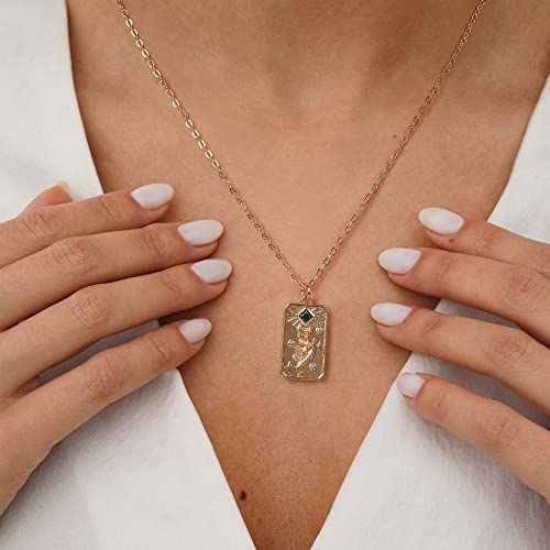Youvelst Birth Month Flower Necklace 14K Gold Plated Birth Floral Pendant Dainty Disc Coin Birthday Jewelry Gift for Her Stamped Flower Cute Birthstone Necklace Personalized Pendant for Women (E1-May-Lily)