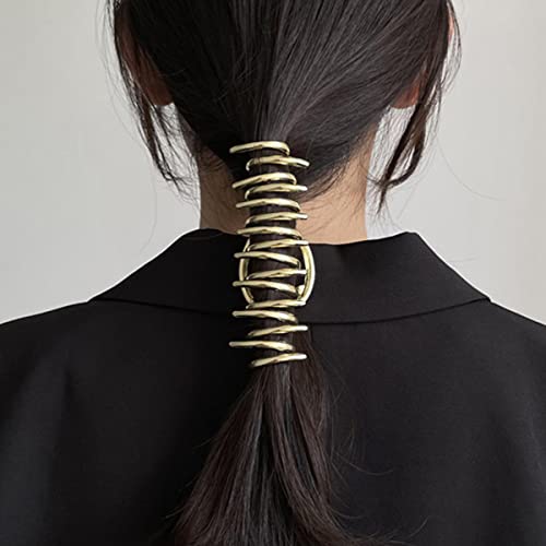 Large Metal Hair Claws for Women Moon Hair Claws for Thick Hair 5 Pack 4.3" Fancy Gold Pretty Pearl Rhinestones Claws for Girls Gift for Mom Wife Daughter Girlfriend Friends