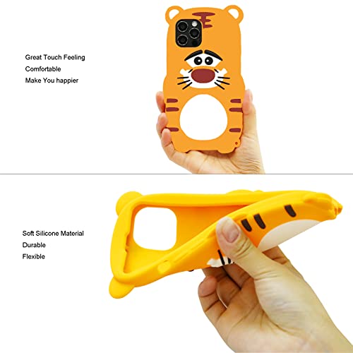 Cabottser Cute iPhone XR Tiger Case, Adorable 3D Cartoon Girls Boys Teens Kids Women Funny Beautiful Yellow Animal Soft Silicone Tiger Shockproof Protective Phone Cover Case for iPhone XR 6.1"
